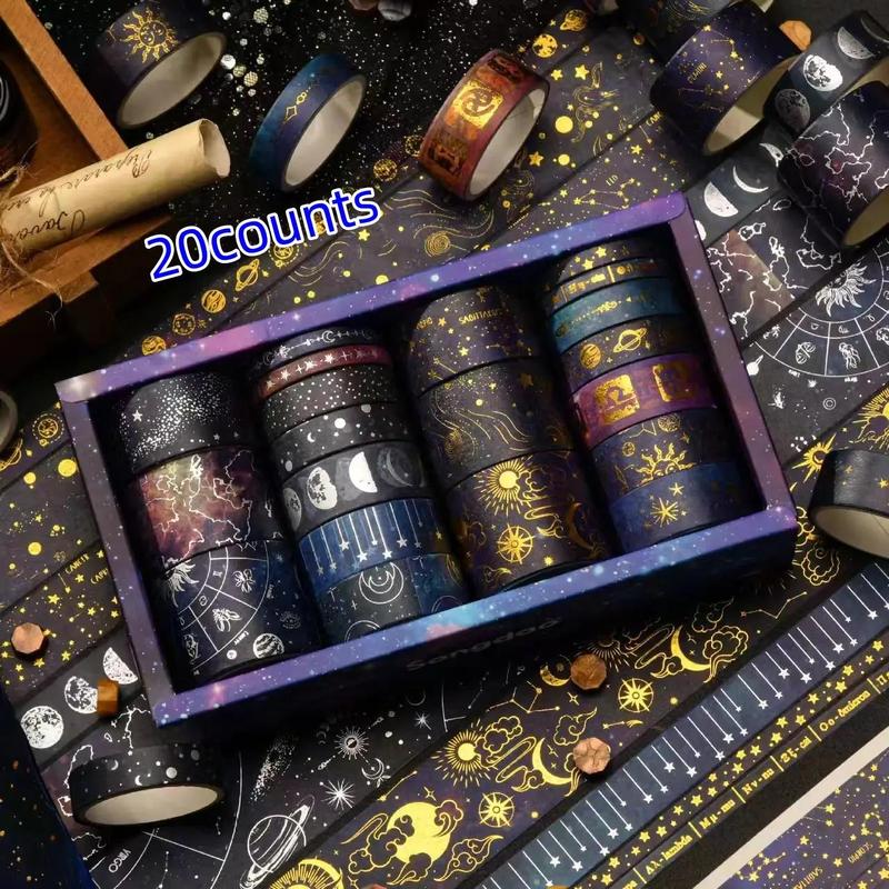 Constellation Pattern Washi Tape, 20pcs box Vintage Scrapbooking & Journal Making Tape, DIY Decorative Tape for Students School Home