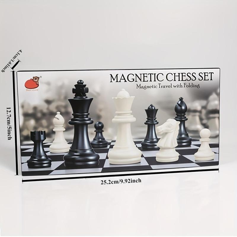 Chess Set, Folding Magnetic Board Chess Game, Szachy Checkers, Perfect Gift for Chess Lovers, School & Educational Supplies