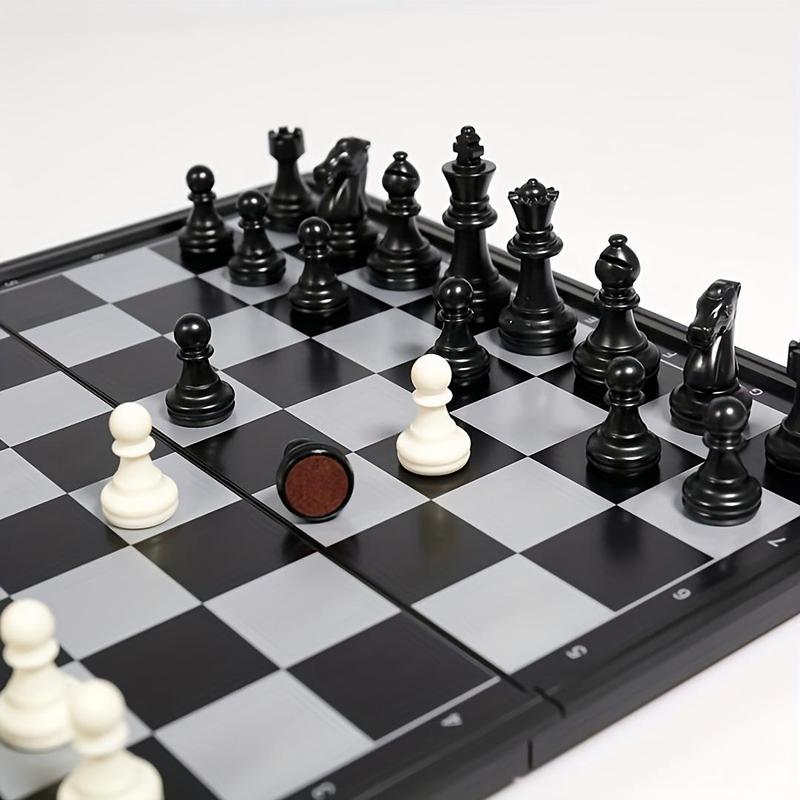 Chess Set, Folding Magnetic Board Chess Game, Szachy Checkers, Perfect Gift for Chess Lovers, School & Educational Supplies