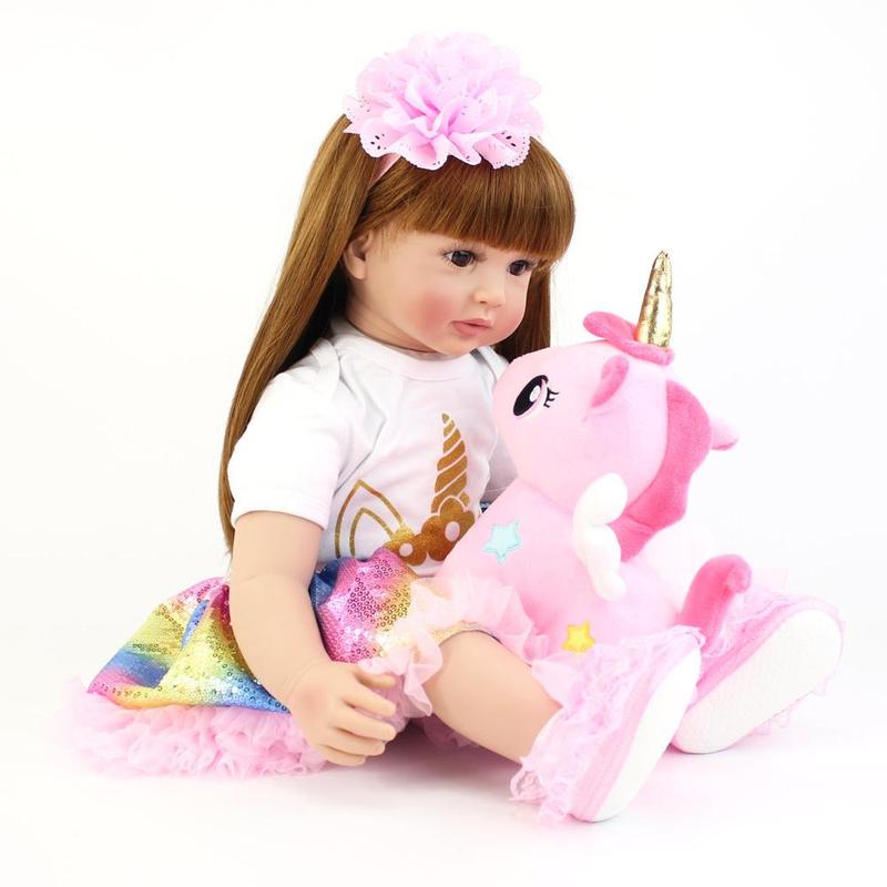 24 Inch Cute Teenager Girl Doll with Plush Toy , Soft Silicone Reborn Teenager Girl Doll Toy, Creative Birthday and Holiday Gift Options