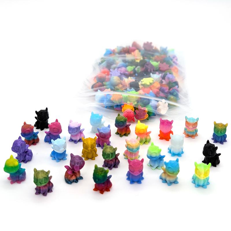 Micro Baby Dragons - 100 Mini 3D Printed Colorful Assorted Assortment for Fantasy Lovers