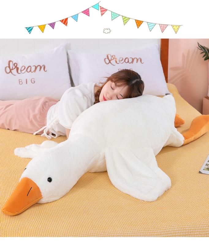 Cute Big White Goose Pillow Plush Toy Sleeping Doll Big Doll Girl Sleeping on Child Bed Leg Clamp Doll children Cute Goose Stuffed Animal Plush Cute Duck Stuffed Toy Pillow Cute Big Goose Pillow Doll