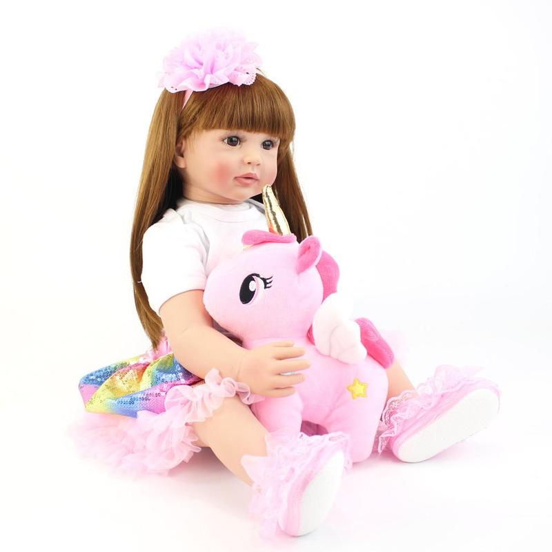 24 Inch Cute Teenager Girl Doll with Plush Toy , Soft Silicone Reborn Teenager Girl Doll Toy, Creative Birthday and Holiday Gift Options