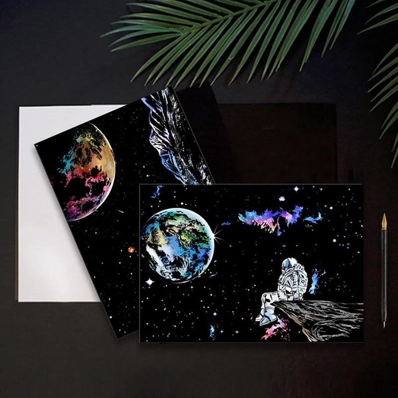 Space Series Scratch & Engraving Art Paper Kit (16