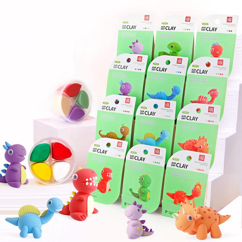 Air Dry Clay DIY 12 in 1 - Dinosaur Adventures - Soft + Ultra Light, Safe and Non-Toxic Air Dry Clay Craft Kit with Tutorials Clay Craft Kit with Tutorials