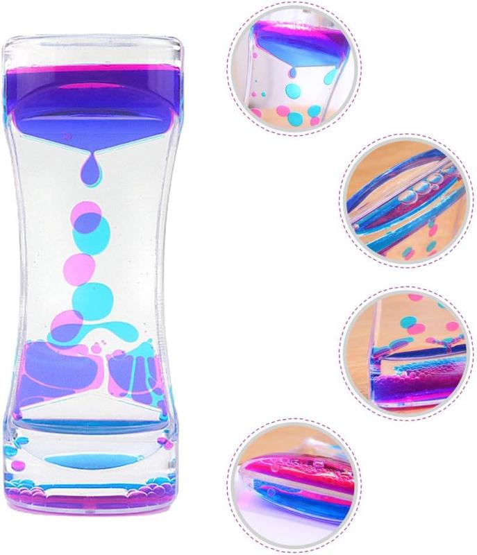 Liquid Motion Bubbler Timer Colorful Oil Hourglass Liquid Sensory Toys Activity Fidget Toy Calm Stress Relief Desk Toys Desk Decor for Adults and Teenager Fidget Water Timers 3 Pack