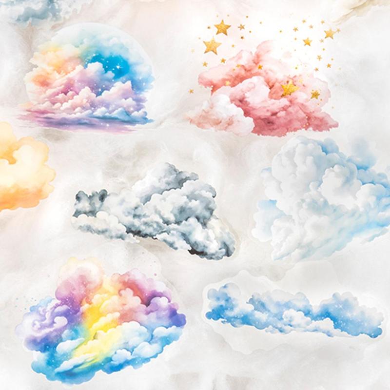 Cloud Shaped Sticker, 10pcs set Colorful Cloud Pattern Decorative Sticker, DIY Decals for Scrapbooking, Journaling, Gift Wrapping, Christmas Gift