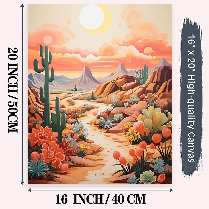 Desert Plants Pattern DIY Number Oil Painting without Frame, DIY Paint By Number Kit for Beginner, DIY Home Decor