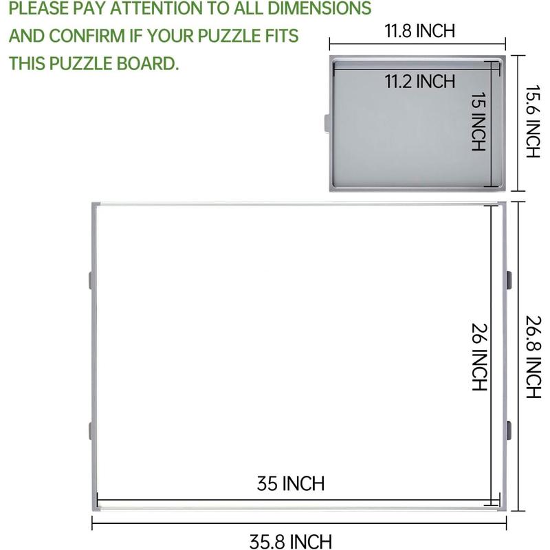 1500 count Non-Wood Jigsaw Puzzle Board with Drawers and Felt Fabric Cover Mat, Portable Puzzle Table for Adults, Puzzle Tray, Large Size: 35x26 Inch Work Surface, Lightweight Design, Gray