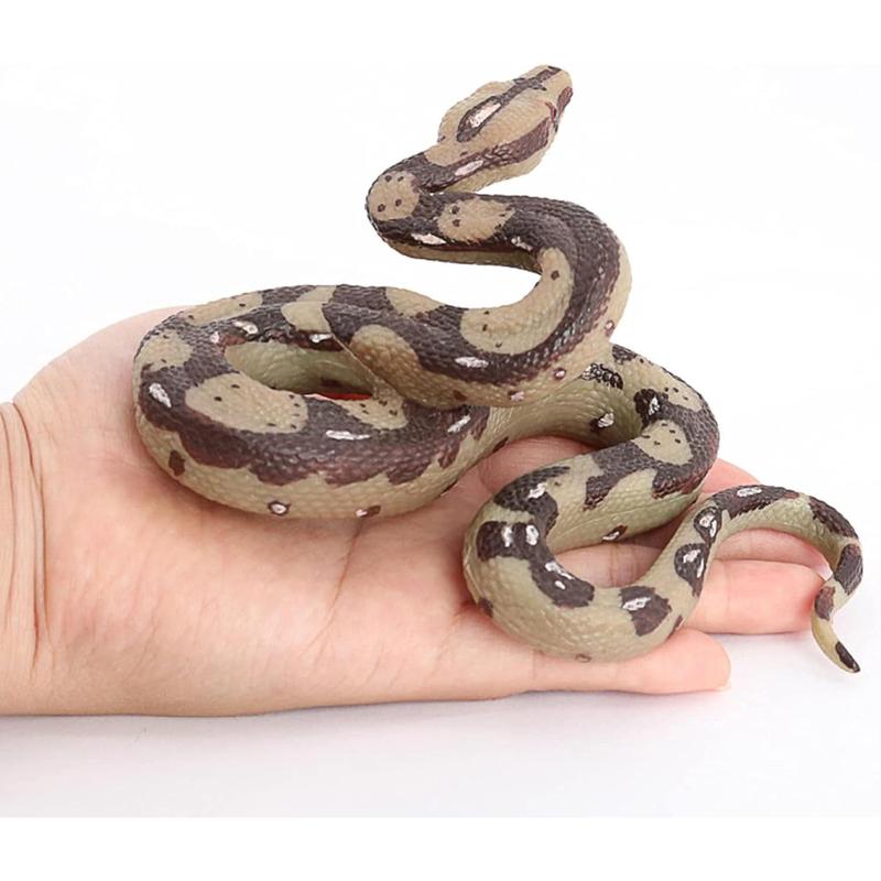 2pcs Realistic Fake Snakes Toy Rubber Snake Figure for Halloween Prank Props Fake Snake Scare Birds and Squirrels, Boa Constrictor Figurines (Pack of 2)