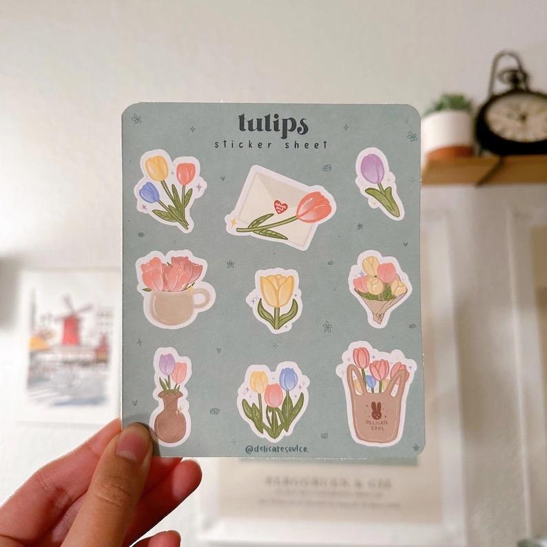 cute tulip sticker sheet | floral sticker sheet | Planner & Bullet Journal Stickers