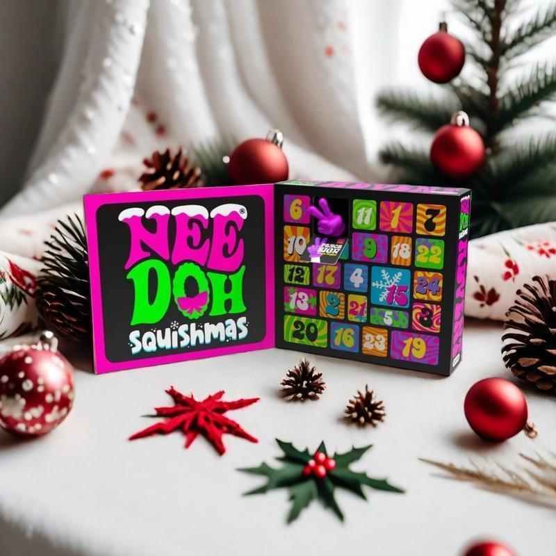 Nee Doh Squishmas 24 Piece Mini Toy Advent Calendar - 2024 Gift Blind Box Unboxing - Perfect Gift Blind Box, Surprise Winning Toys