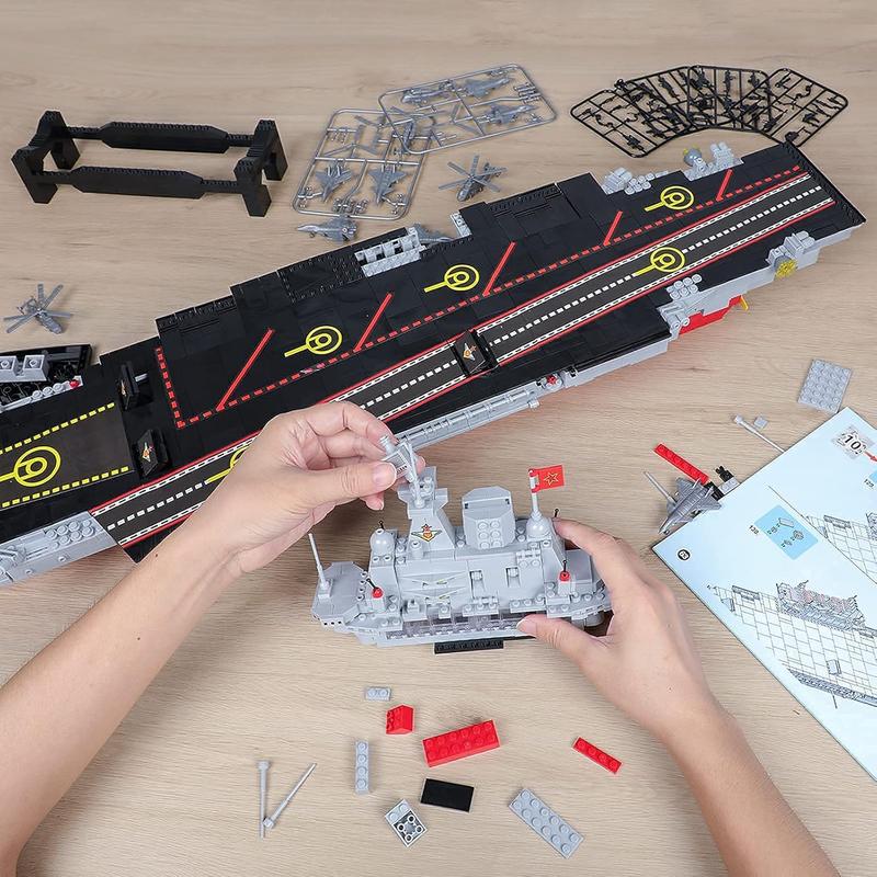 2234-Piece Aircraft Carrier Building Blocks with Storage Box - Stress-Relief Large Military Warship Battleship Construction Toy for Adults and Kids Ages 14+