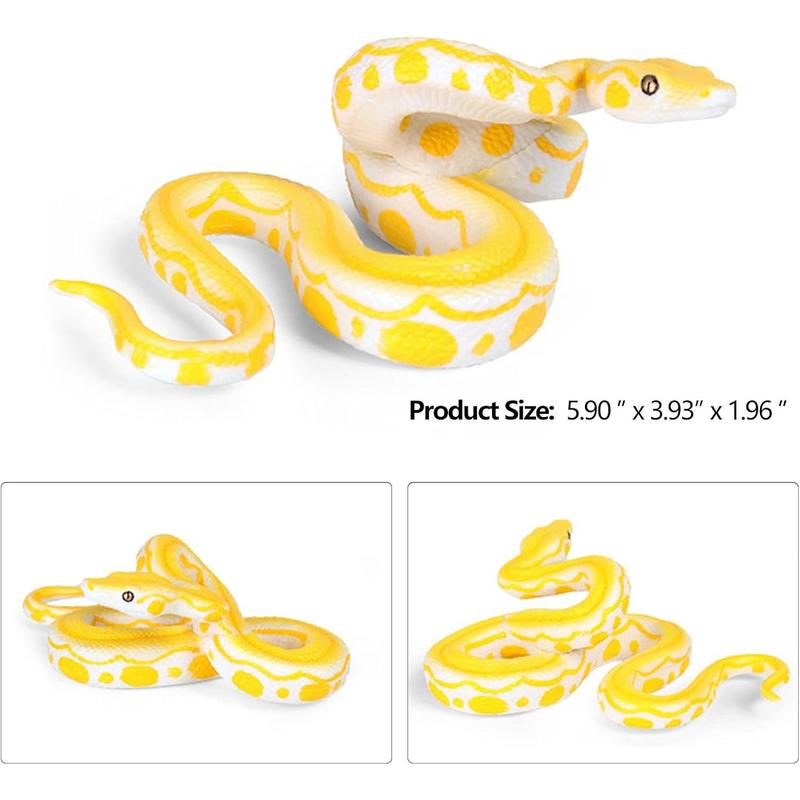 2pcs Realistic Fake Snakes Toy Rubber Snake Figure for Halloween Prank Props Fake Snake Scare Birds and Squirrels, Boa Constrictor Figurines (Pack of 2)