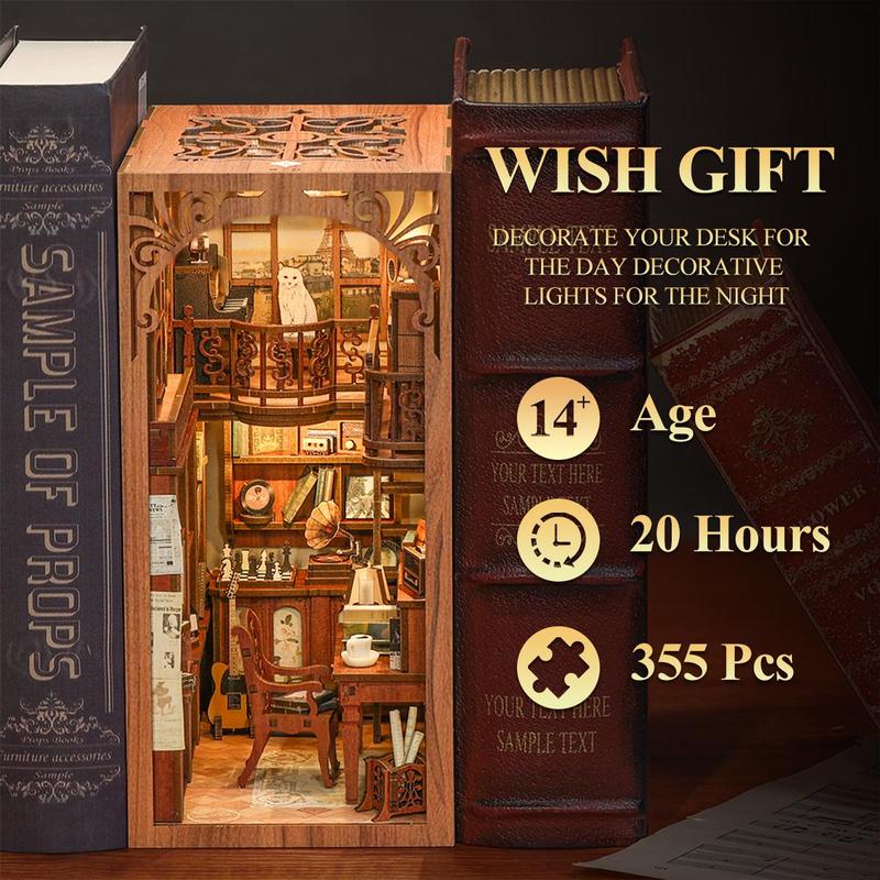 CUTEBEE DIY bookcase with LED lights. Creative DIY toys. Bookcase decoration. Holiday gift with LED lights,cover dust(THE SECRET RHYTHM)