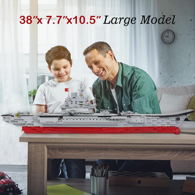 2234-Piece Aircraft Carrier Building Blocks with Storage Box - Stress-Relief Large Military Warship Battleship Construction Toy for Adults and Kids Ages 14+