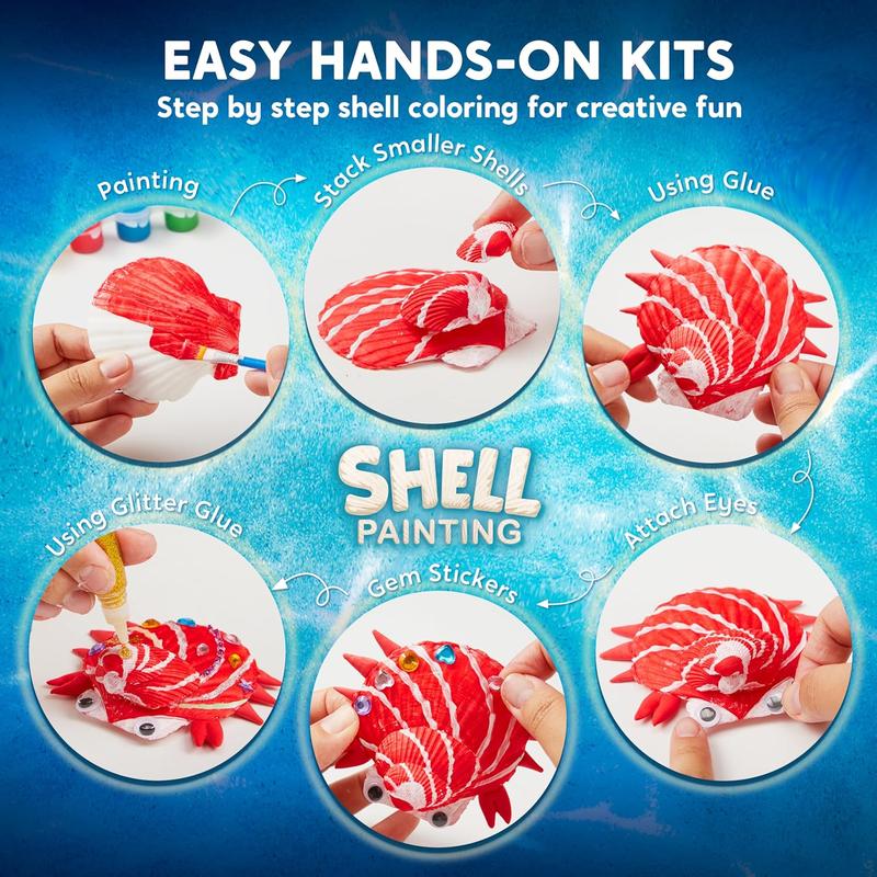 12 Kids Sea Shell Painting Kit-Glow in The Dark-Arts & Crafts for Boys and Girls Ages 6-12, Art Supplies, Kids Craft Paint Kits, Creative Art Toys for Kids Christmas Birthday Party Gift