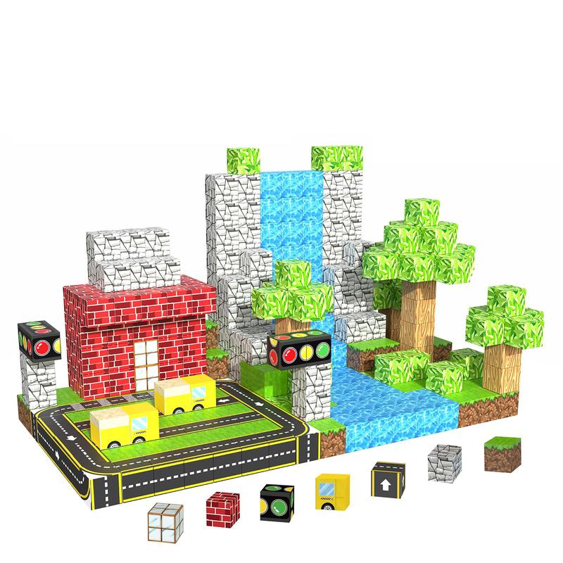 100-Pack Magnetic Building Bricks For Kids 4-8 Years Old, Magnetic STEM Sensory Toys - Build Mine World Set, Tile Race Track Christmas Halloween Birthday Gift building  blocks magnetic  toys