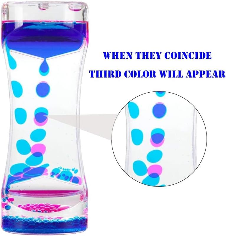 Liquid Motion Bubbler Timer Colorful Oil Hourglass Liquid Sensory Toys Activity Fidget Toy Calm Stress Relief Desk Toys Desk Decor for Adults and Teenager Fidget Water Timers 3 Pack