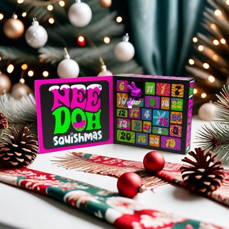 Nee Doh Squishmas 24 Piece Mini Toy Advent Calendar - 2024 Gift Blind Box Unboxing - Perfect Gift Blind Box, Surprise Winning Toys