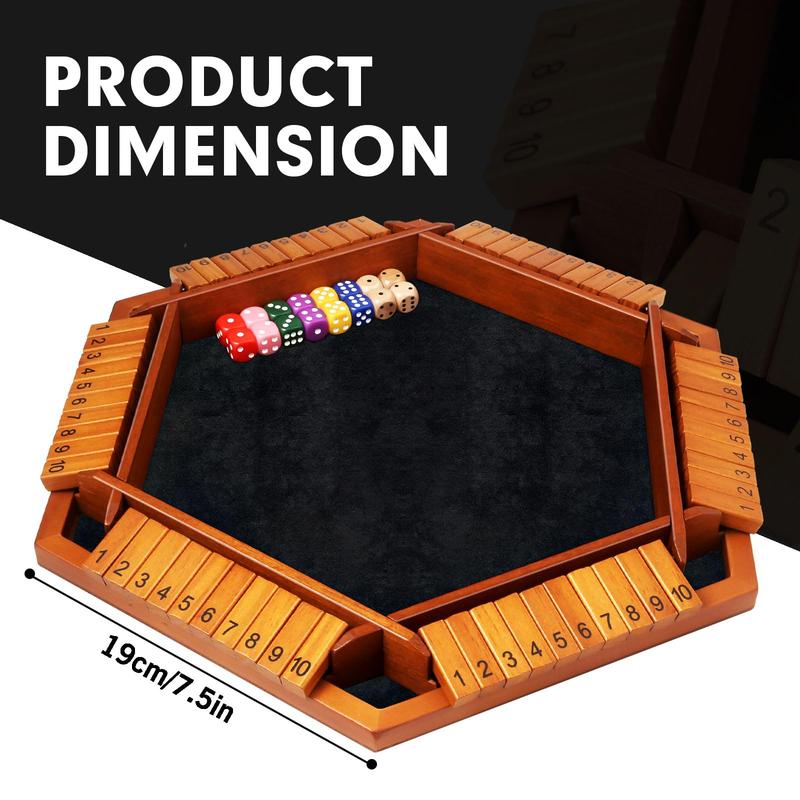 Shut The Box Board Game, Wooden Board Table Math Game for Kids Adults, Family Classroom Home Party or Pub