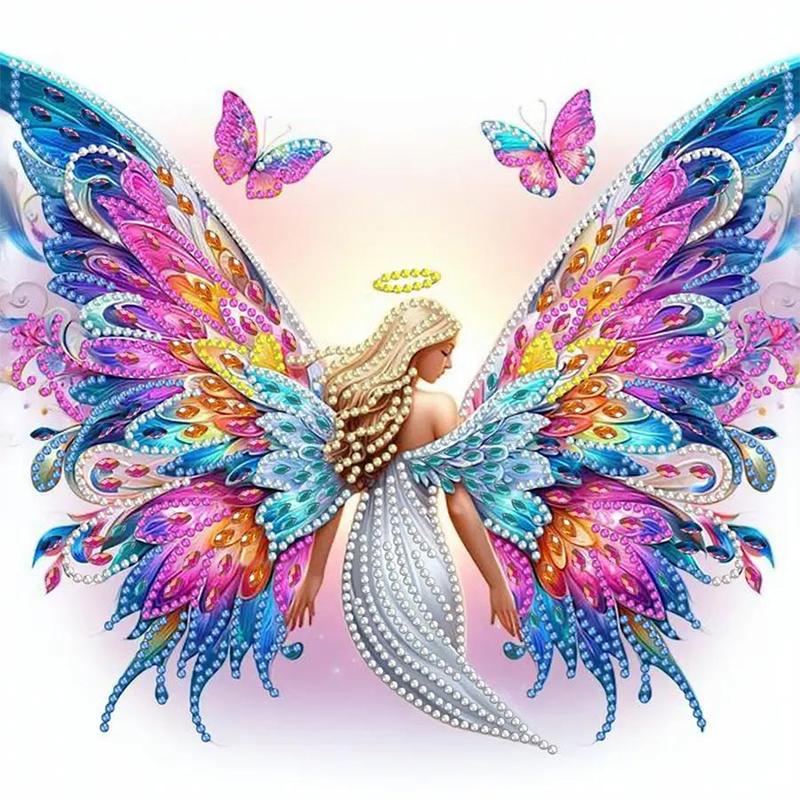 Butterfly Wing Girl Pattern DIY Diamond Arts Colorful Painting Kit without Frame, DIY 5D Diamond Arts Colorful Painting Kit, Wall Art Decor for Home