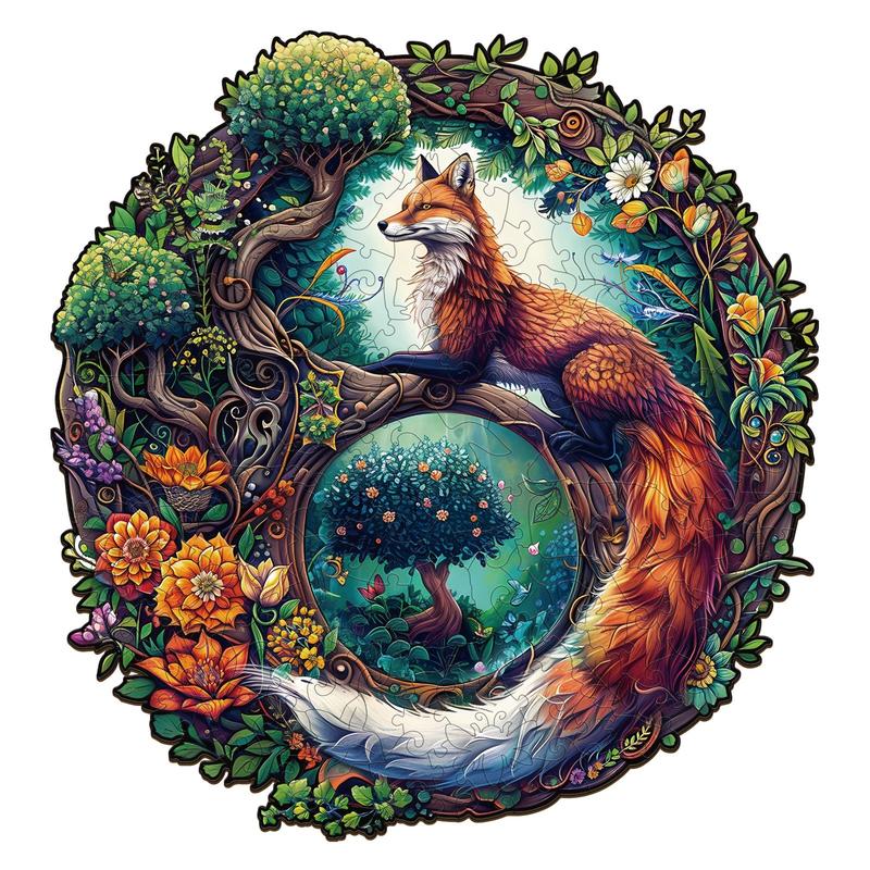 Yin Yang Fox-1 Wooden Jigsaw Puzzle for Kids and Adults