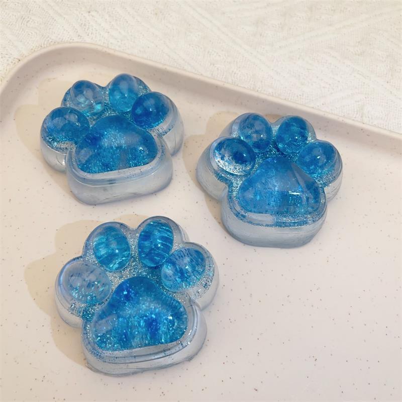 Cute Shiny Blue Cat Paw Mud-feeling Pinch Squeeze Slow Rebound Toys Sticky Soft Decompression Toys Funny Relief Relax Toys Gifts