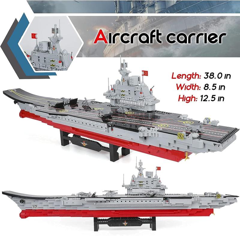 2234-Piece Aircraft Carrier Building Blocks with Storage Box - Stress-Relief Large Military Warship Battleship Construction Toy for Adults and Kids Ages 14+