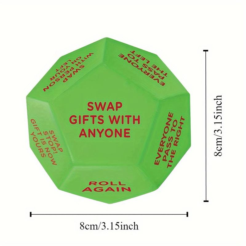 [Customer Favorite] Christmas Party Favor Dice - 3x3 Inch Santa Gift Exchange Game, 12 Unique Sides for Festive Holiday Fun & Family Entertainment Holiday Decorations