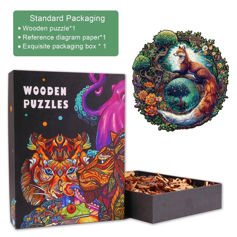 Yin Yang Fox-1 Wooden Jigsaw Puzzle for Kids and Adults