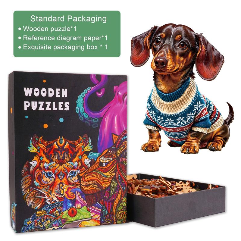 Trendy Dachshund Wooden Jigsaw Puzzle - Classic & Novelty Toy