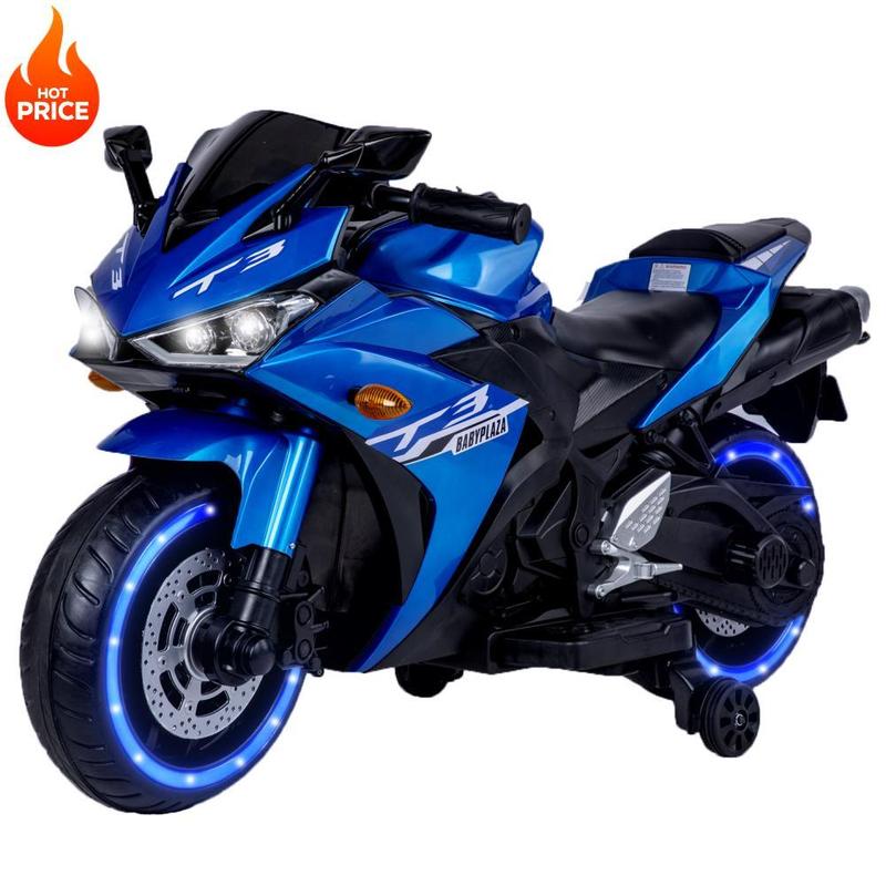 Blue Orange Purple Pink Red White Kids Ride On Motorcycle,12V motorcycle for kids 3-6 years Boys Girls,12v7ah kids motorcycle ride on toy with Training  Wheels manual throttle drive by hand  Lightting Wheels,Birthday Christmas Gift, perfect gift