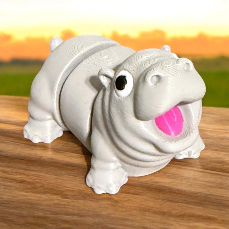 Baby Moo Deng Hippo Flexi Fidget Toy 3D Printed Ornament Stocking Stuffer