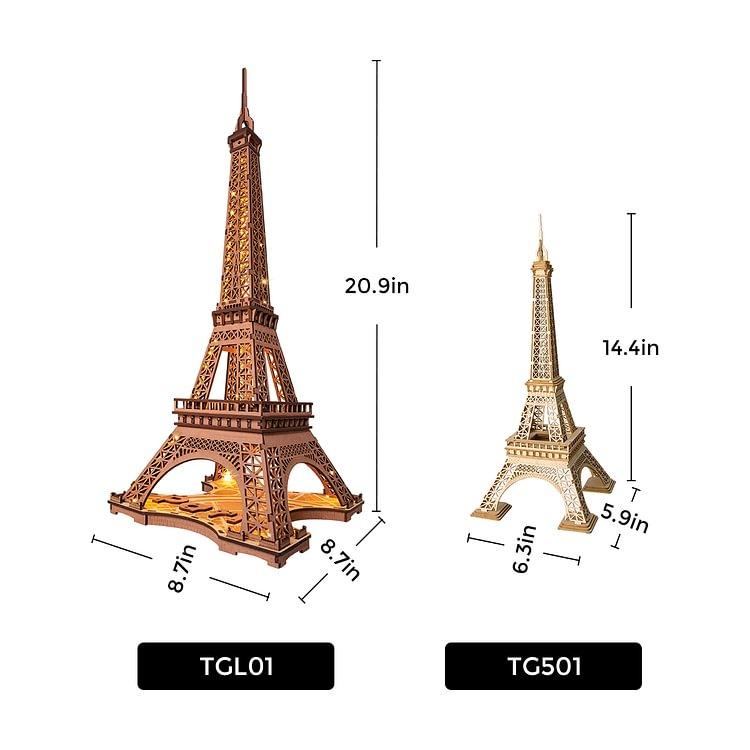 Rolife Eiffel Tower,3D Puzzle Model Kits for Adults,DIY 3D Wooden Puzzles for Adults,Builing Set with LED,Home Decoration Festival Gift Idea