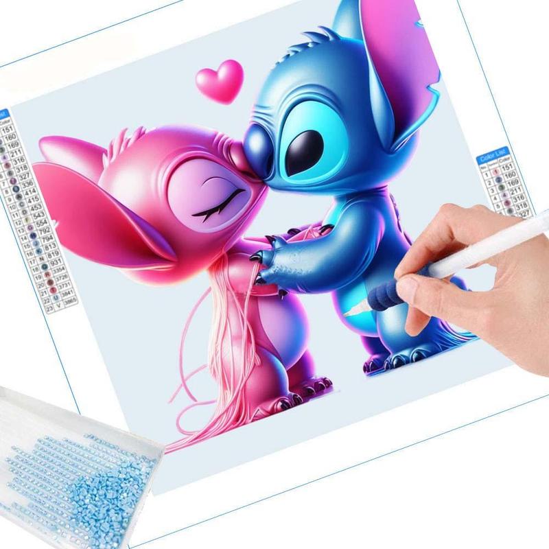 Cartoon Stitch Pattern Diamond Arts Colorful Painting Kit without Frame, DIY 5D Diamond Arts Crafts for Bedroom Home Wall Decor