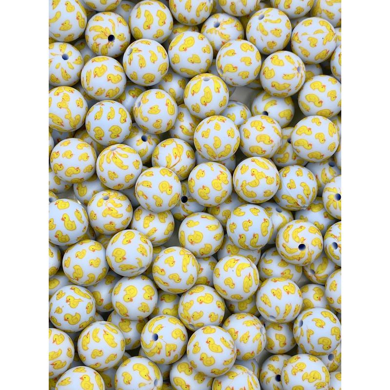 So Duckin' Cute Printed Silicone Beads | Duck Beads | Animal Beads