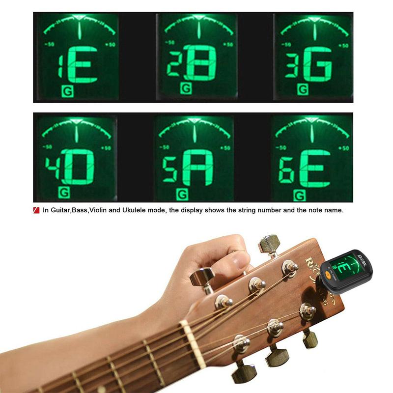 AROMA AT-01A Clip-on Guitar Tuners, (1 2 3Pcs Optional), with LCD Display, 440Hz, For Chromatic Acoustic Electric Guitar Bass, Ukulele Banjo Violin