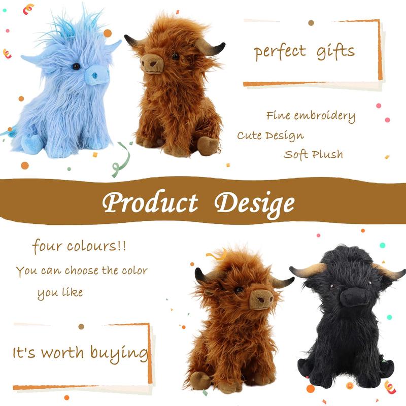 Highland Cow Plush Toy, 1 Count Cute Stuffed Animal Toy, Soft Plush Toy, Comfortable Hand Feel, Best Home Decoration, Christmas Gift