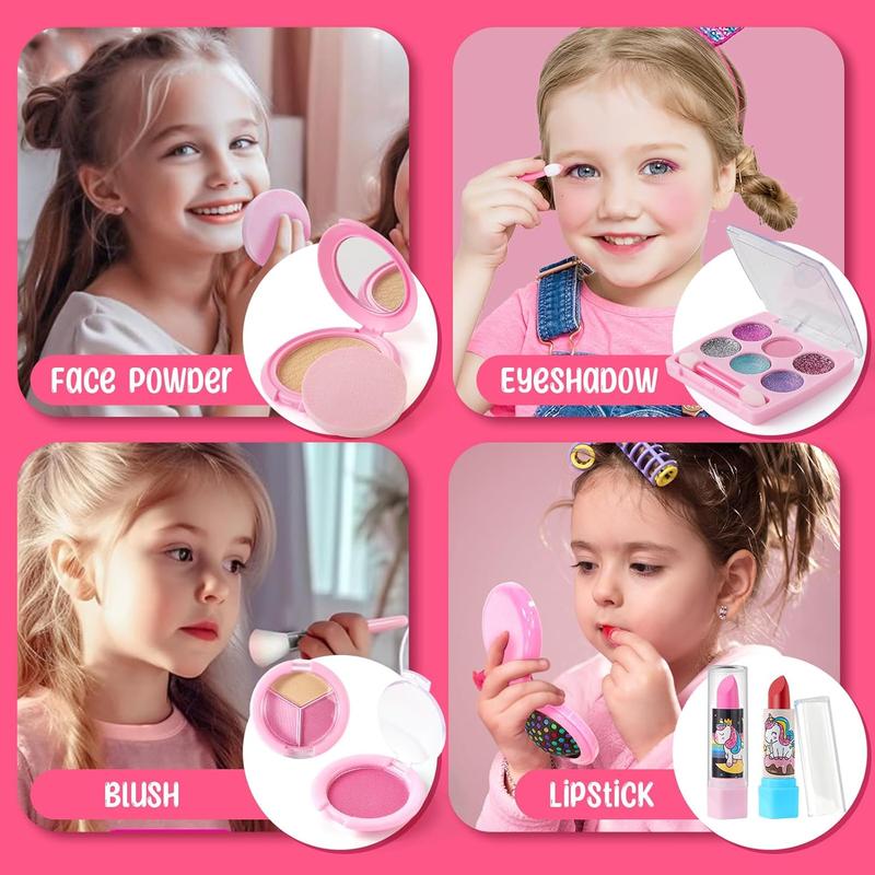 Christmas gift Unicorn Gifts for Girls Toy Kids Makeup Kit with Princess Dress Up Set & Cloak & Purse & Mask & Real Make up & Jewelry, Birthday Gift Toy for Little Girl Toddlers Age 3 4 5 6 7 8 Year Old