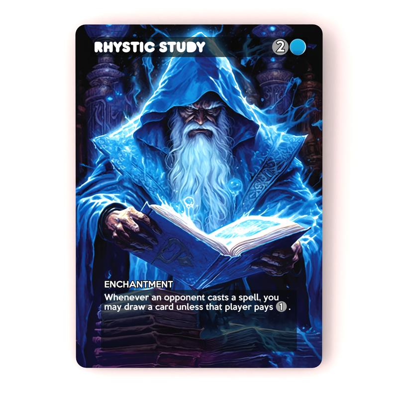 Rhystic Study Proxy Playset - (4 Copies) Perfect for Your Commander Deck