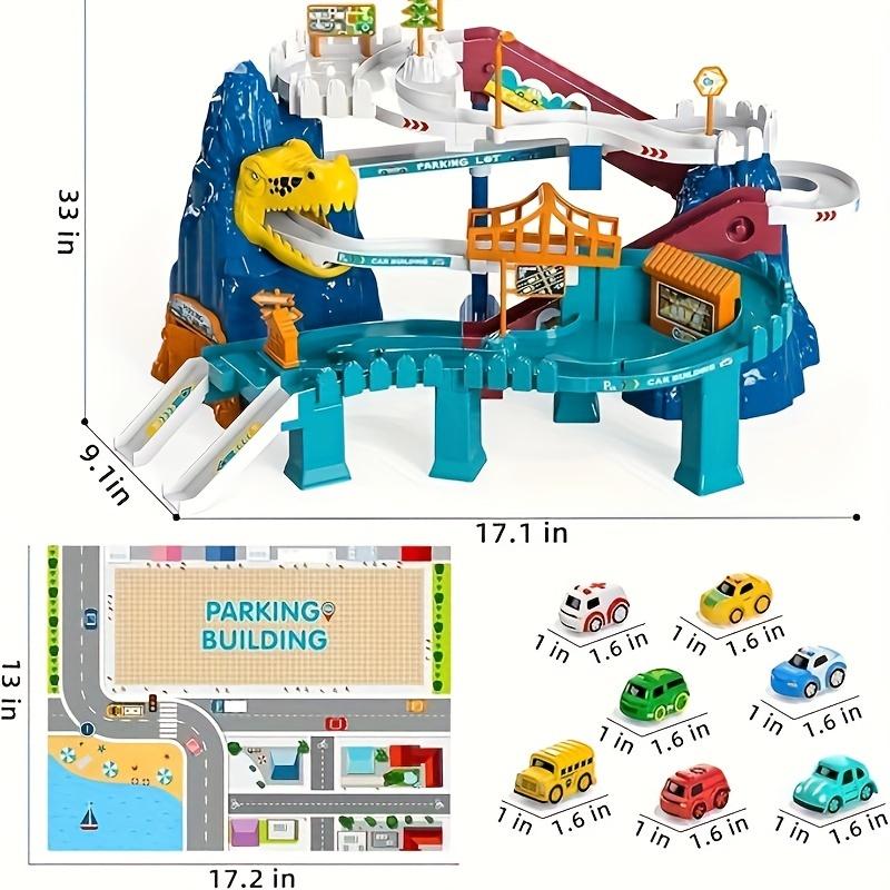 Yoonispro Dinosaur Race Track Playset - Mini Car Ramp Track Adventure Car Garage Parking Toy, Kids Toys Mountain Track-Christmas, Gift, For 3 4 5 6 7 Year Old Boys