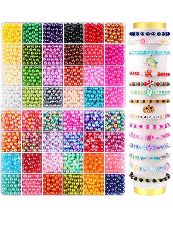 6mm 48 Color Beaded Kit, Beads for Bracelet Making, Jewelry Making Supplies for Women & Girls, Fashion Accessories for Bracelet Making