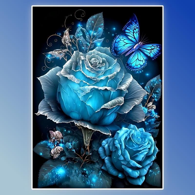 Artificial Diamond Arts Colorful Painting Kit, 1 Set Rose & Butterfly DIY Rhinestone Embroidery Set, Embroidery Painting without Frame for Home Wall Decor