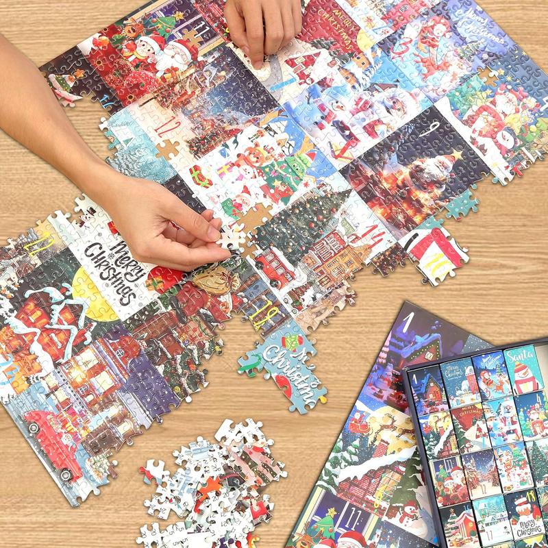 Advent Calendar 2024 Christmas Puzzle for Adults and Kids, 24 Days-1008 Pieces Christmas Countdown Calendar Puzzles, Funny Holiday Puzzles for Adults and Kids as Christmas Decor