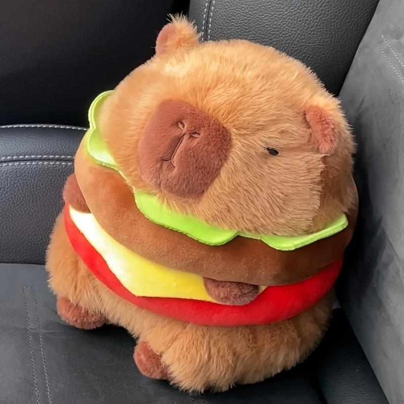 20cm 7.87inch Hamburger-Shaped Capybara Plush Toy - Soft, Cuddly, and Adorable Stuffed Animal - Unique Gift for Birthdays, Thanksgiving, and Christmas Celebrations