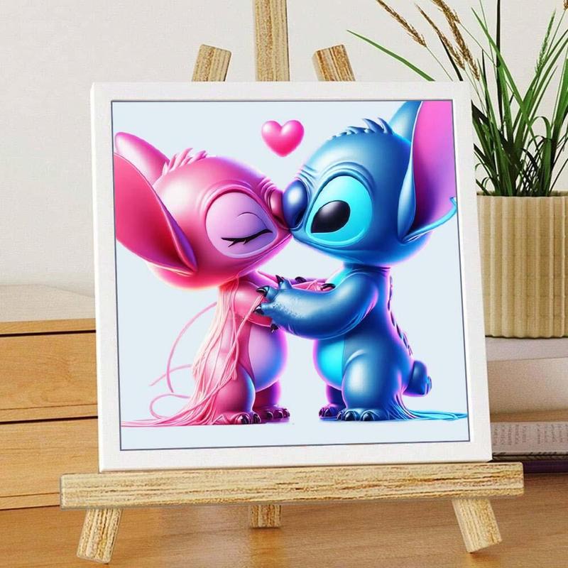 Cartoon Stitch Pattern Diamond Arts Colorful Painting Kit without Frame, DIY 5D Diamond Arts Crafts for Bedroom Home Wall Decor