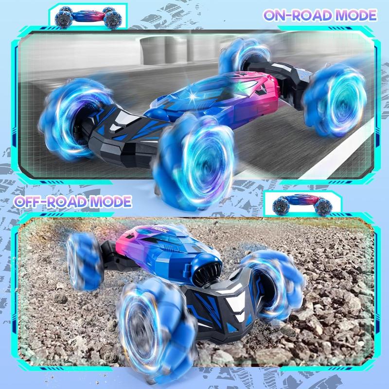 Gesture Sensing RC Stunt Car, 2.4GHz 4WD Stunt Car Toys for Ages 6-12 yr Boys Girls, Hand Controlled Remote Control Twist Cars, Offroad 360? Rotation with Lights and Music for Birthday Gifts