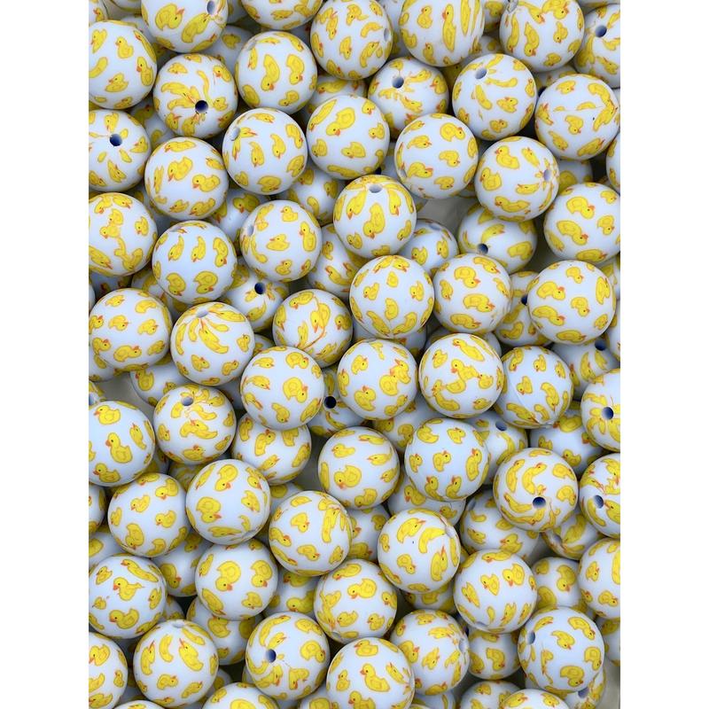 So Duckin' Cute Printed Silicone Beads | Duck Beads | Animal Beads