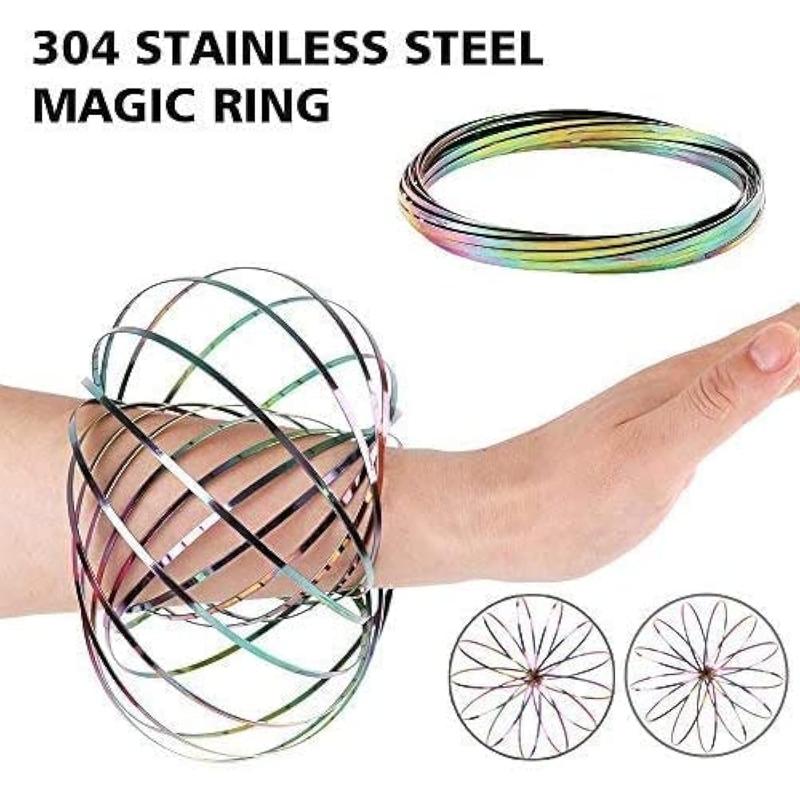 Geometric Portable Magic Fashion Flow Bracelet - Easy to Use - 3D Bracelet Spiral Toy, Spinning Bracelet Spiral for Children and Adults Stress Relief Calming Sensory Dance Toy Festival Toy Kinetic Art